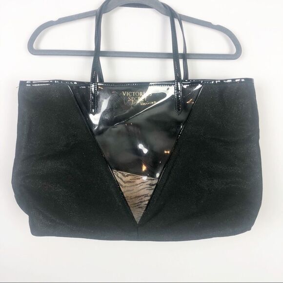 VICTORIA’S SECRET | Black Shimmer Tote Bag & Pouch - Picture 1 of 6